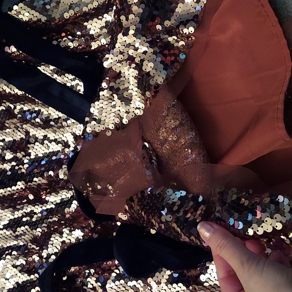 Free People NEW Tribeca Gold Sequin Mini Party Dress Size 2 - Picture 11 of 12